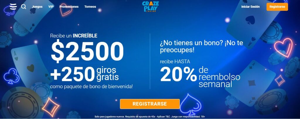 CRAZEPLAY bono sin deposito
