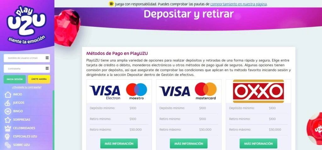 playuzu ingresar retirar dinero