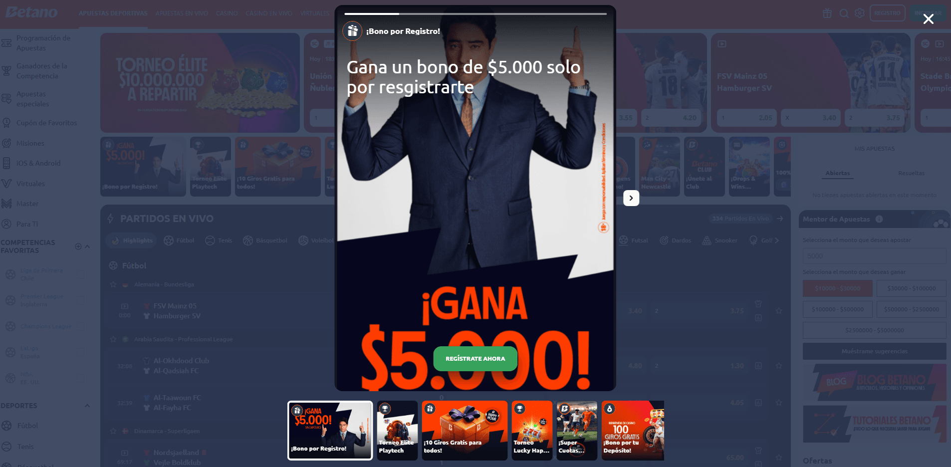 betano bono para deportes